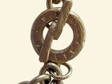 a silver chain with a coin and a coin on it