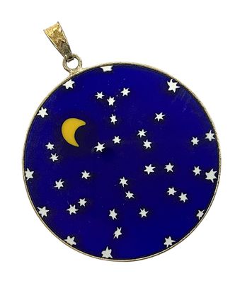MEDAILLON PENDENTIF en émail translucide à décor étoilé avec…