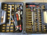 a tool kit in a plastic case on a table