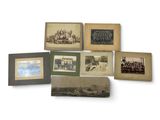 many old photographs of a group of people on a white background