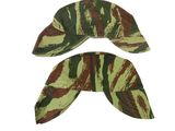 two hats with camouflage print on them sitting next to each other