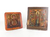 pair of 19th century russian icons of the virgin mary and the child jesus