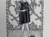 an illustration of a drawing of a man in a black dress and hat