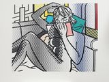 an image of a painting of a woman talking on a cell phone
