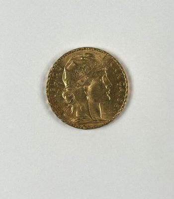 Pièce en or de 20 francs au coq de Chaplain 1908. - Photo 1