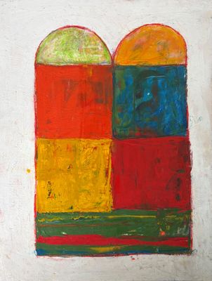 un tableau représentant deux boules aux couleurs différentes