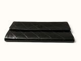 chanel black quilted leather wallet case