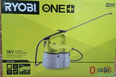 the box of a yellow and white power sprayer on a table