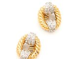 a pair of diamond and eighteen karat gold earrings