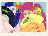 une image représentant un tableau où l'on voit deux femmes avec des fleurs dans les cheveux