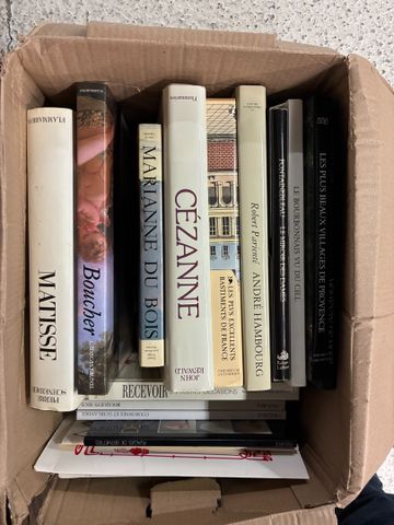 Lot de 3 cartons dont livres sur la peinture, revue l’œil, ouvrag...