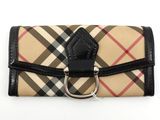 Portefeuille à carreaux burberl et noir, muni d'une boucle métallique