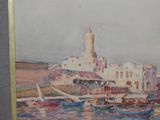 a picture of a painting of boats in the water