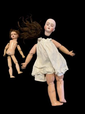 DEP ? Poupée ancienne à tête porcelaine taille 13, yeux dorm…