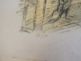 un dessin représentant un homme à cheval dans les bois