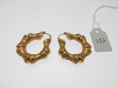 paire de boucles d'oreilles créoles en forme de bambou, couleur or