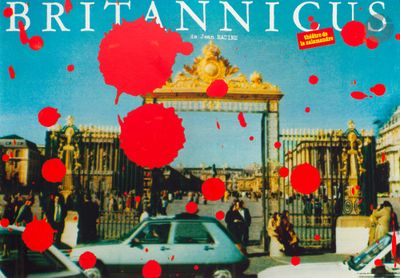 an image of a magazine cover with a picture of a car in front of a building