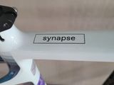 a close up of a bike with a sign on it
