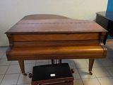 a piano that is sitting on the floor in the room