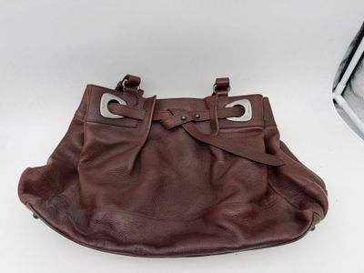 MAX MARA: sac en cuir souple grainé couleur bordeaux, sangle…