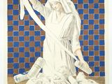 an image of a painting of a woman holding a staff in her hand