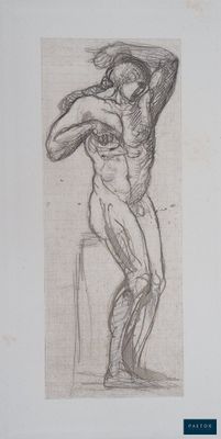 une image représentant le dessin d'un homme debout sur un tabouret