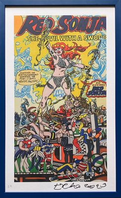 Affiche illustrée « Red Sonja, le diable à l'épée »