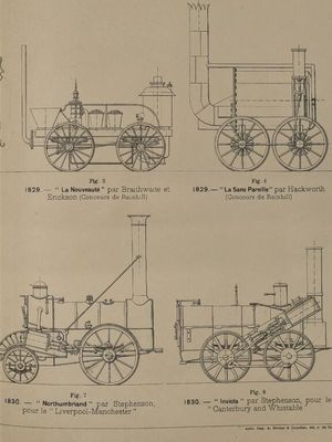 dessin représentant quatre types différents de machines à vapeur sur une feuille de papier