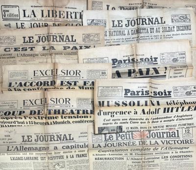 [Guerres Mondiales]. [WW1]. [WW2]. LOT de journaux sur les g…
