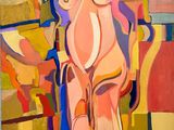 peinture abstraite représentant une femme nue debout devant un miroir
