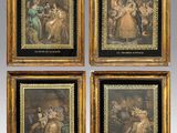 une série de quatre peintures à l'huile représentant des femmes et des hommes