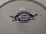 a close up of a plate with a floral design on it