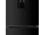 an image of a black refrigerator against a white background