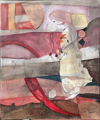an image of a painting of a woman in a white dress