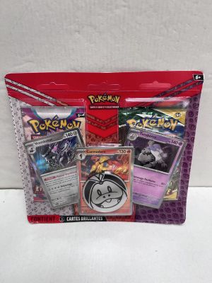 a close up of a bag of pokemon cards on a table