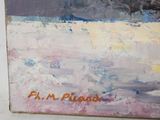a painting on the wall of a room with a sky background