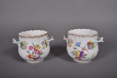 paire de vases en porcelaine décorés de fleurs et de feuilles