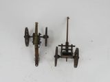 pair of antique cast iron and wood wagons on wheels
