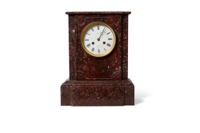 Pendule de cheminée en marbre rouge veiné à sonnerie au pass…