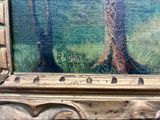 a picture of a painting of a tree in a forest