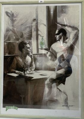 une photo d'un tableau représentant un homme et une femme assis à une table