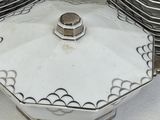 many plates stacked on top of each other on a table