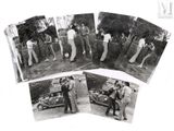 plusieurs photos en noir et blanc d'un homme jouant au golf avec une femme