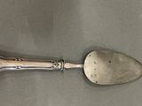 a silver spoon and a spoon rest on a table
