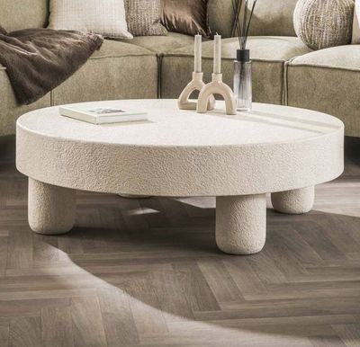 Table basse ronde MACAO en marbre composite blanc- 110x110x3…
