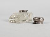 silver plated salt and pepper shaker and salt shaker on white background