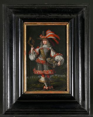portrait d'un homme vêtu d'une tenue rouge et blanche, tenant une guitare