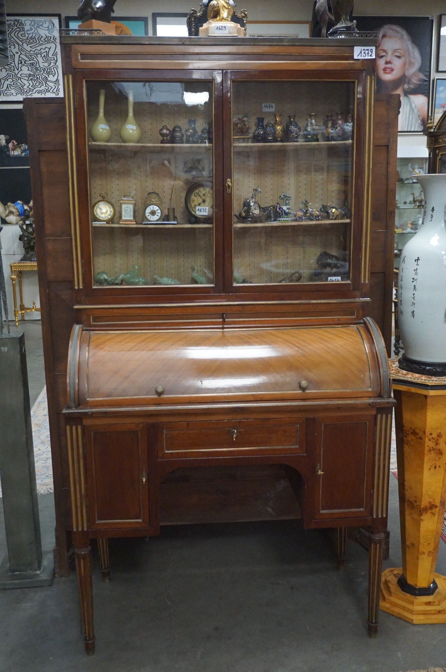 bureau cylindrique ancien avec socle - style Louis XVI - aca…
