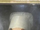 tableau représentant un homme portant une toque de chef et une moustache