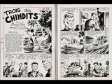 a black and white image of a comic strip with two pages of comics